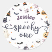 Schattigee Halloween Ghost 1e Verjaardagsfeest Ronde Sticker (Voorkant)