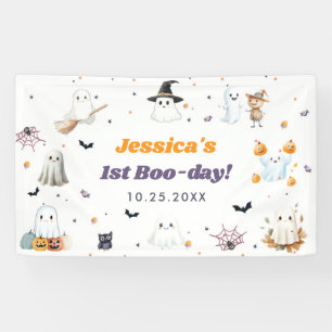 Schattigee Halloween Ghost 1e Verjaardagsfeest Spandoek
