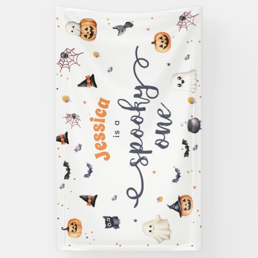 Schattigee Halloween Ghost 1e Verjaardagsfeest Spandoek (Verticaal)