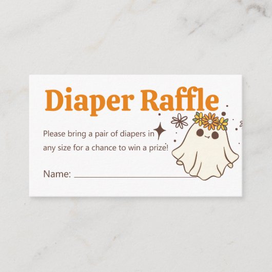 Schattigee Halloween Ghost Baby shower Luier Raffl Informatiekaartje (Voorkant)