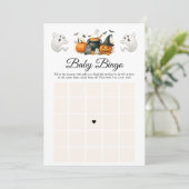 Schattigee Halloween Ghost Baby shower Party Bingo Kaart (Staand voorkant)