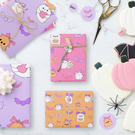 Schattigee Halloween Ghost Birthday Inpakpapier Vel