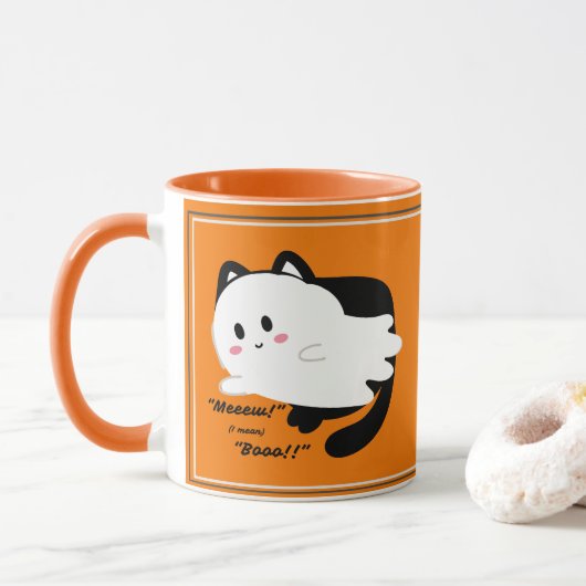 Schattigee Halloween Ghost Black Cat Boo Mok (Met donut)