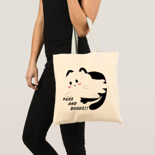 Schattigee Halloween Ghost Black Cat Boo Tote Bag
