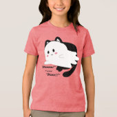Schattigee Halloween Ghost Black Cat Boo Tri-Blend Shirt (Voorkant)
