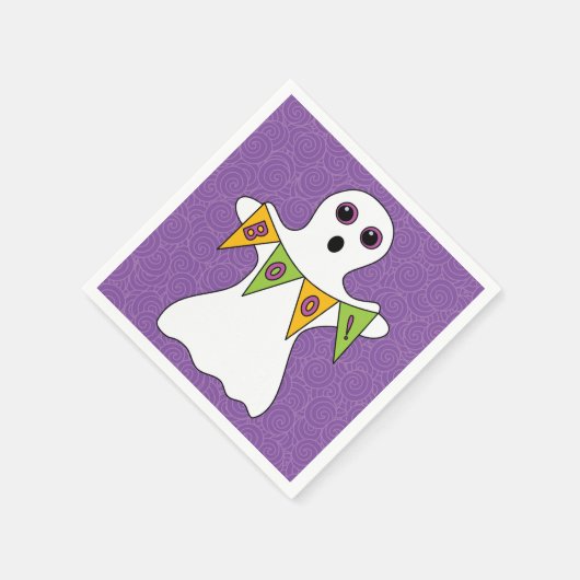Schattigee Halloween Ghost Boo Paarse Party Servet (Hoek)
