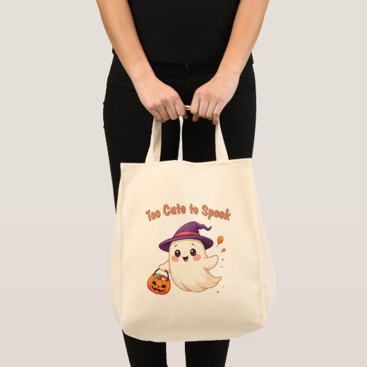 Schattigee Halloween Ghost Canvas tas "Te Schattig (Voorkant (product))