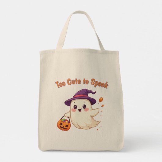 Schattigee Halloween Ghost Canvas tas "Te Schattig (Achterkant)
