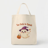 Schattigee Halloween Ghost Canvas tas "Te Schattig (Voorkant)