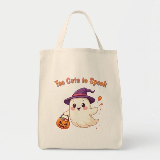 Schattigee Halloween Ghost Canvas tas "Te Schattig (Voorkant)