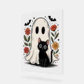 Schattigee Halloween Ghost & Cat Acryl Bord (Hoek)