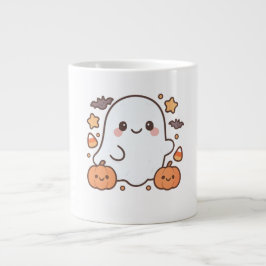 Schattigee Halloween Ghost Clipart, Leuk en Schatt Grote Koffiekop