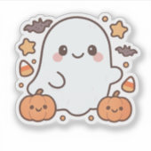 Schattigee Halloween Ghost Clipart, Leuk en Schatt Sticker (Voorkant)