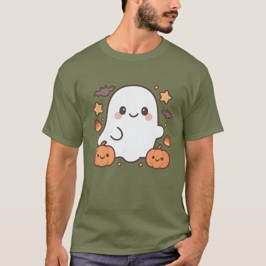 Schattigee Halloween Ghost Clipart, Leuk en Schatt T-shirt (Voorkant)