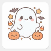 Schattigee Halloween Ghost Clipart, Leuk en Schatt Vierkante Sticker (Voorkant)