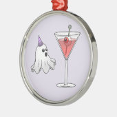 Schattigee Halloween Ghost & Creepy Cocktail Metalen Ornament (Links)