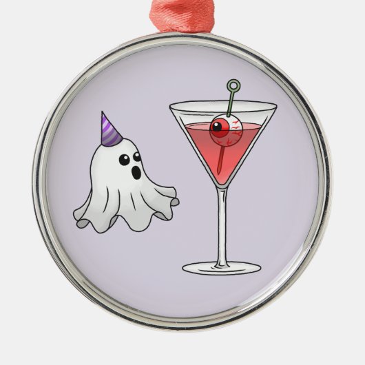 Schattigee Halloween Ghost & Creepy Cocktail Metalen Ornament (Voorkant)