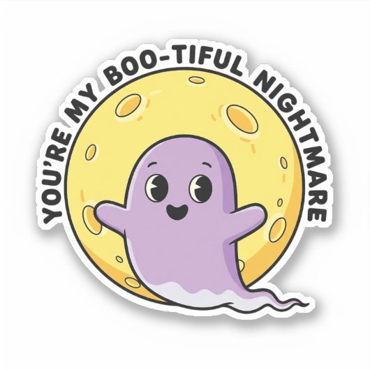 Schattigee Halloween Ghost "Custom-Cut Vinyl Stick Sticker (Voorkant)