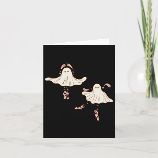 Schattigee Halloween Ghost Dancing Ballerina Kaart (Voorkant)