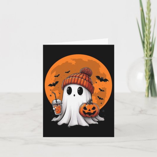 Schattigee Halloween Ghost Drink Coffee Schattigee Kaart (Voorkant)