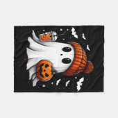 Schattigee Halloween Ghost Drink Pompoen Fleece Deken (Voorkant (Horizontaal))