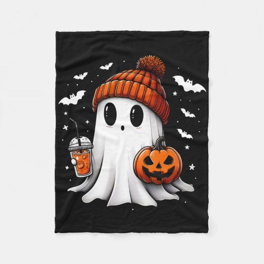 Schattigee Halloween Ghost Drink Pompoen Fleece Deken (Voorkant)