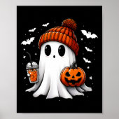 Schattigee Halloween Ghost Drink Pompoen Poster (Voorkant)