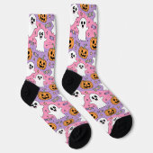 Schattigee Halloween Ghost en Pompoen Sokken (Rechts)