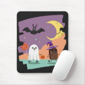 Schattigee Halloween Ghost en Snoep Vrienden Muismat (Met muis)
