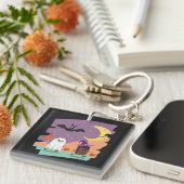 Schattigee Halloween Ghost en Snoep Vrienden Sleutelhanger (Voorkant Rechts)