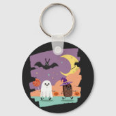 Schattigee Halloween Ghost en Snoep Vrienden Sleutelhanger (Voorkant)