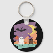 Schattigee Halloween Ghost en Snoep Vrienden Sleutelhanger (Achterkant)