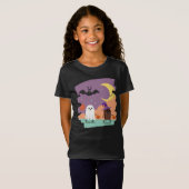 Schattigee Halloween Ghost en Snoep Vrienden T-shirt (Voorkant volledig)