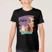 Schattigee Halloween Ghost en Snoep Vrienden Tri-Blend Shirt (Voorkant)