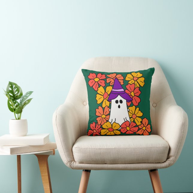 Schattigee Halloween Ghost Flower Field Kussen (Stoel)