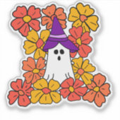 Schattigee Halloween Ghost Flower Field Sticker (Voorkant)