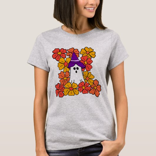 Schattigee Halloween Ghost Flower Field T-shirt (Voorkant)