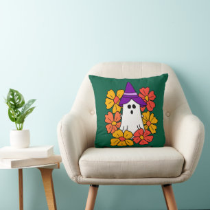 Schattigee Halloween Ghost Flower Krans Kussen