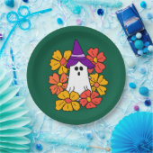 Schattigee Halloween Ghost Flower Krans Papieren Bordje (Feest)