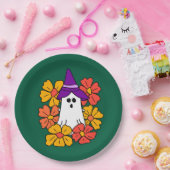 Schattigee Halloween Ghost Flower Krans Papieren Bordje (Feest)