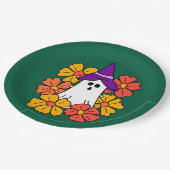 Schattigee Halloween Ghost Flower Krans Papieren Bordje (Gekanteld)