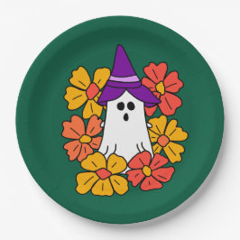 Schattigee Halloween Ghost Flower Krans Papieren Bordje