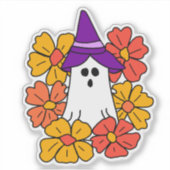 Schattigee Halloween Ghost Flower Krans Sticker (Voorkant)