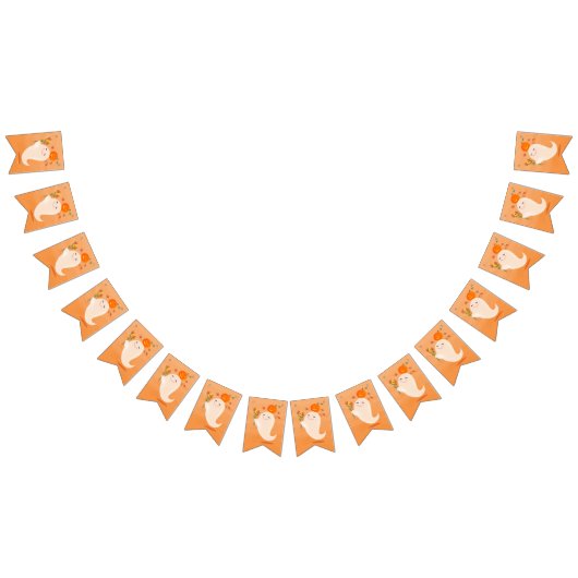 Schattigee Halloween Ghost & Flowers Vlaggetjes (Alle)