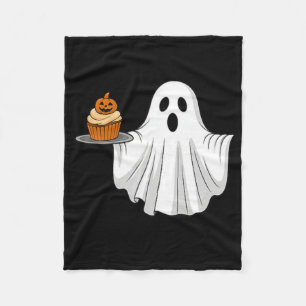 Schattigee Halloween Ghost Holding Pumpkin Cupcake Fleece Deken