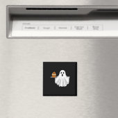 Schattigee Halloween Ghost Holding Pumpkin Cupcake Magneet (Insitu (Vaatwasser))