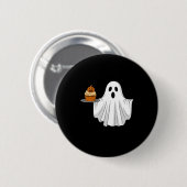 Schattigee Halloween Ghost Holding Pumpkin Cupcake Ronde Button 5,7 Cm (Voorkant /achterkant)