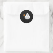 Schattigee Halloween Ghost Holding Pumpkin Cupcake Ronde Sticker (Tas)