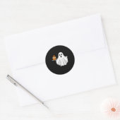 Schattigee Halloween Ghost Holding Pumpkin Cupcake Ronde Sticker (Envelop)