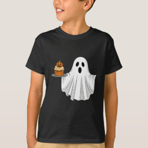Schattigee Halloween Ghost Holding Pumpkin Cupcake T-shirt